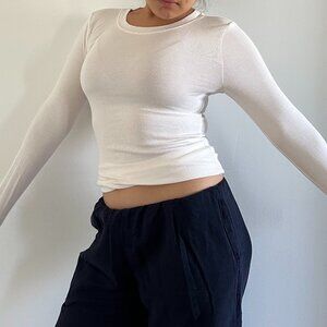 LOFT Cream Long Sleeve Top